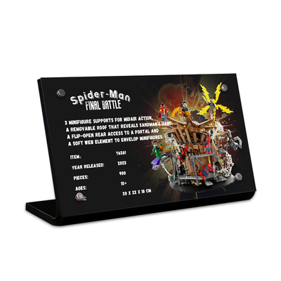 LYB乐一百适用于乐高漫威英雄76261蜘蛛侠大决战亚克力展示铭牌