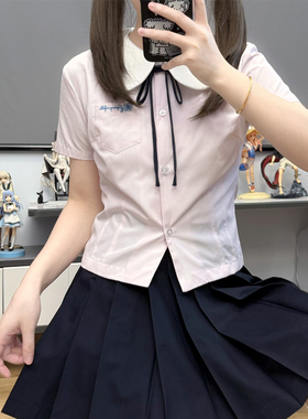 零夏/零度句号原创jk制服短袖可爱风娃娃领日系学院风丸襟衬衫