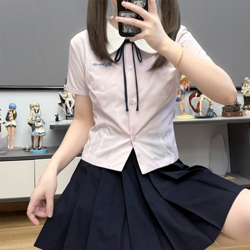 零夏/零度句号原创jk制服短袖可爱风娃娃领日系学院风丸襟衬衫