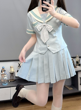 浅荷 /零度句号原创jk制服日系收腰短袖水手服女套装学院风校供感