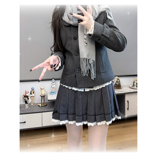 零度句号原创双排扣大衣女学院风