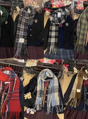 零度句号jk西装大衣配套秋冬季条格纹软保暖围巾复古长披肩围巾女