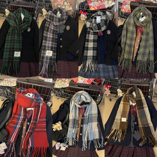 零度句号jk西装大衣配套秋冬季条格纹软保暖围巾复古长披肩围巾女