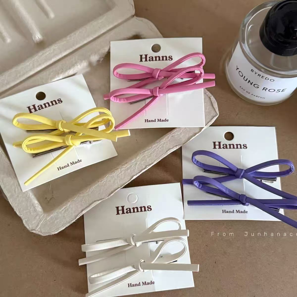 2个装高品质黑色蝴蝶结发夹~皮质侧边夹简约ins刘海夹发卡边夹