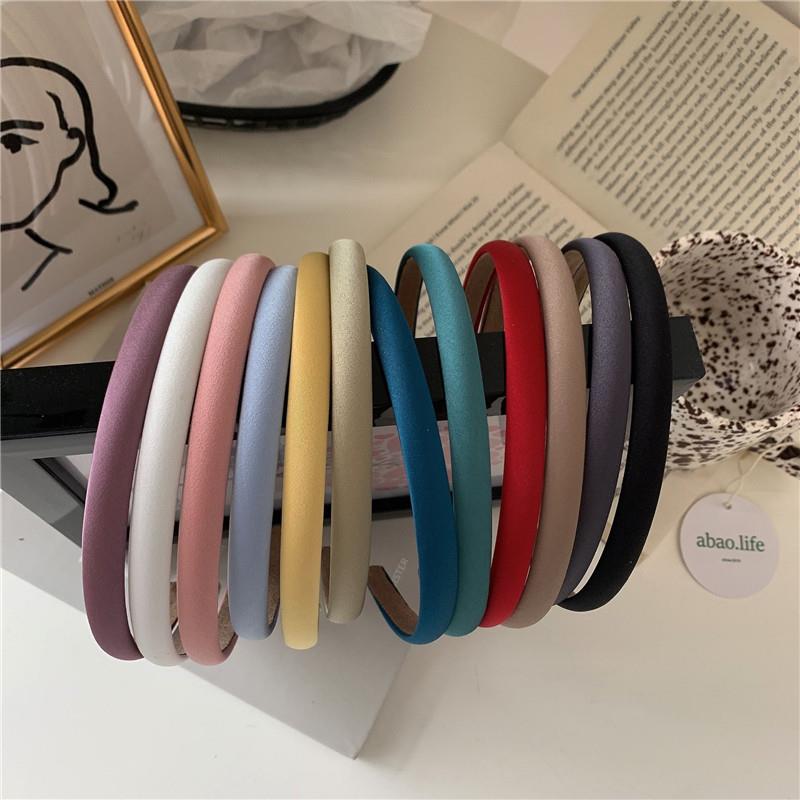 日韩简约细款绸缎彩色发箍少女甜美可爱气质头箍经典百搭压发发饰