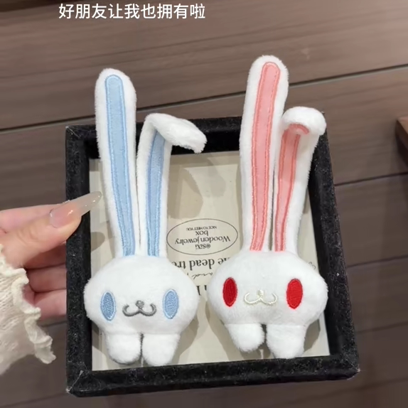 可爱长耳朵兔子毛绒发夹日系Jk宅系少女侧边刘海夹玩偶发卡发饰