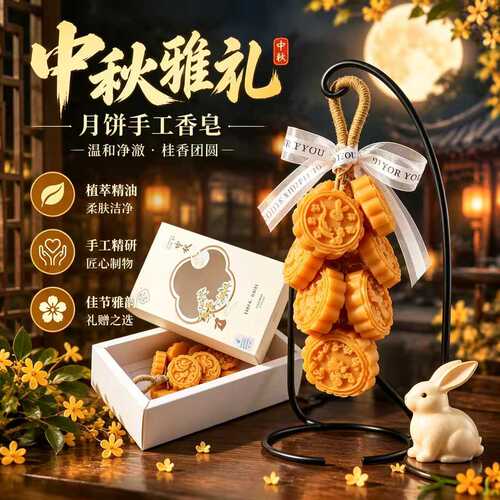 中秋月饼造型香薰挂件卫生间内衣柜除味香氛皂中秋礼品节日送礼物