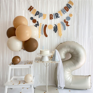 ins韩风奶油色数字气球40寸周岁儿童女宝宝创意气氛拍照背景道具