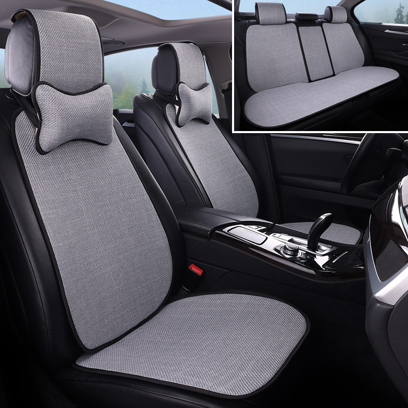 新款汽车坐垫四季通用布艺舒适透气吸汗防滑运动连体运动座椅垫套