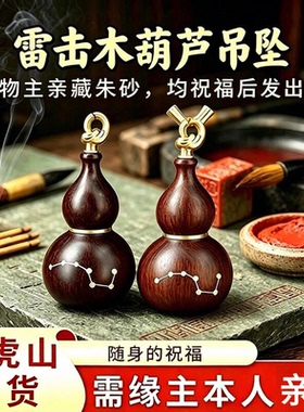 龙虎山雷击木朱砂七星葫芦吊坠