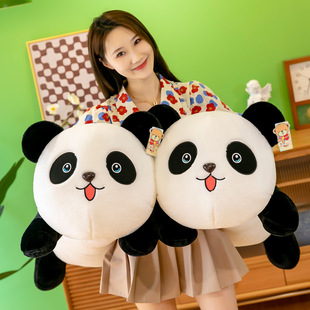 新款 熊猫公仔软萌可爱熊猫趴趴抱枕睡觉长条枕仿真黑白熊猫玩具