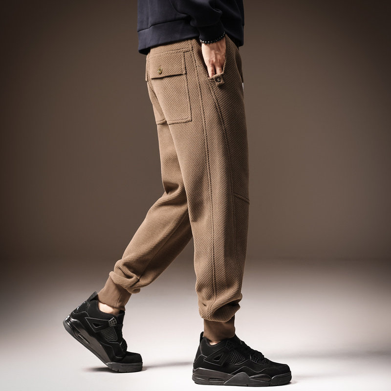 高端雪尼尔弹力卫裤男2025秋季新款束脚宽松舒适灯芯绒休闲裤子男