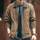 格蓝鹿美式 痞帅外套 纯棉加绒户外猎装 复古重磅工装 夹克男潮牌秋季