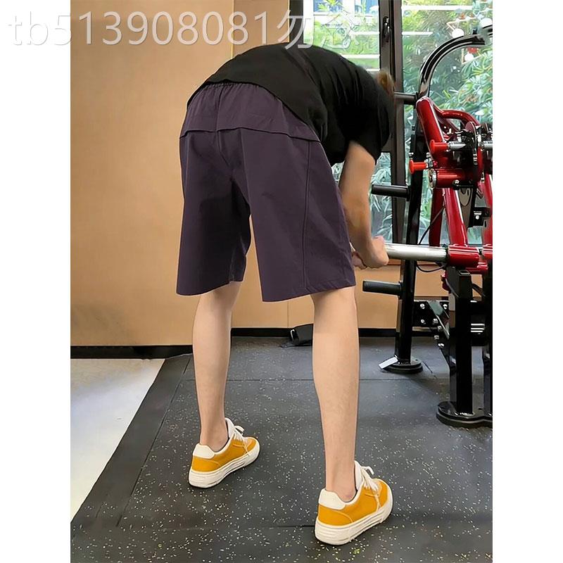 美式健身短裤男士夏季新款薄款凉感乌梅紫色运动速干工装五分裤子