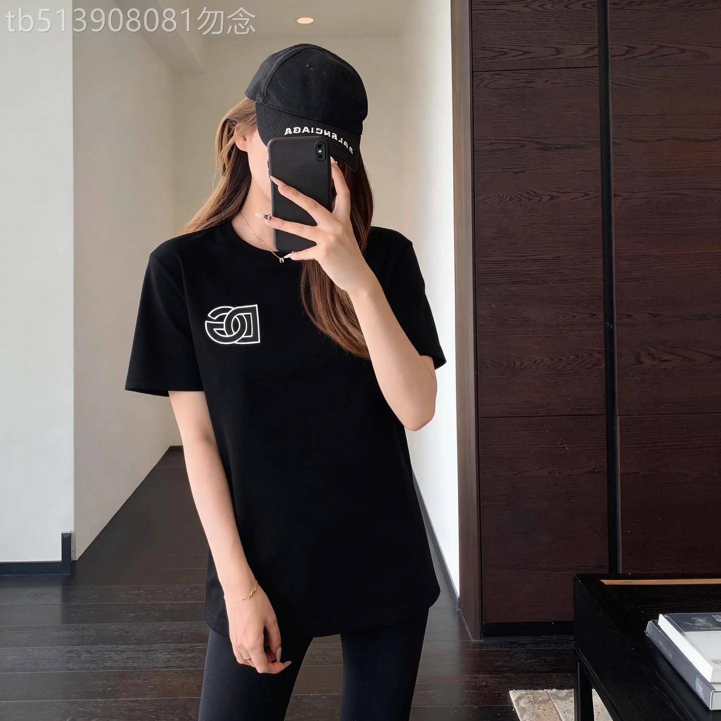 韩国莱赛尔天丝棉时尚字母印花黑色短袖T恤女潮流宽松休闲上衣夏