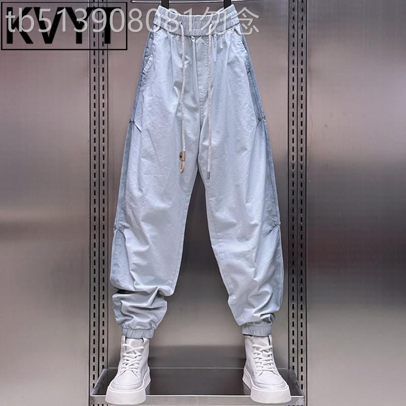 高级感速干裤男款2026年夏季新款潮牌宽松束脚运动男裤九分哈伦裤