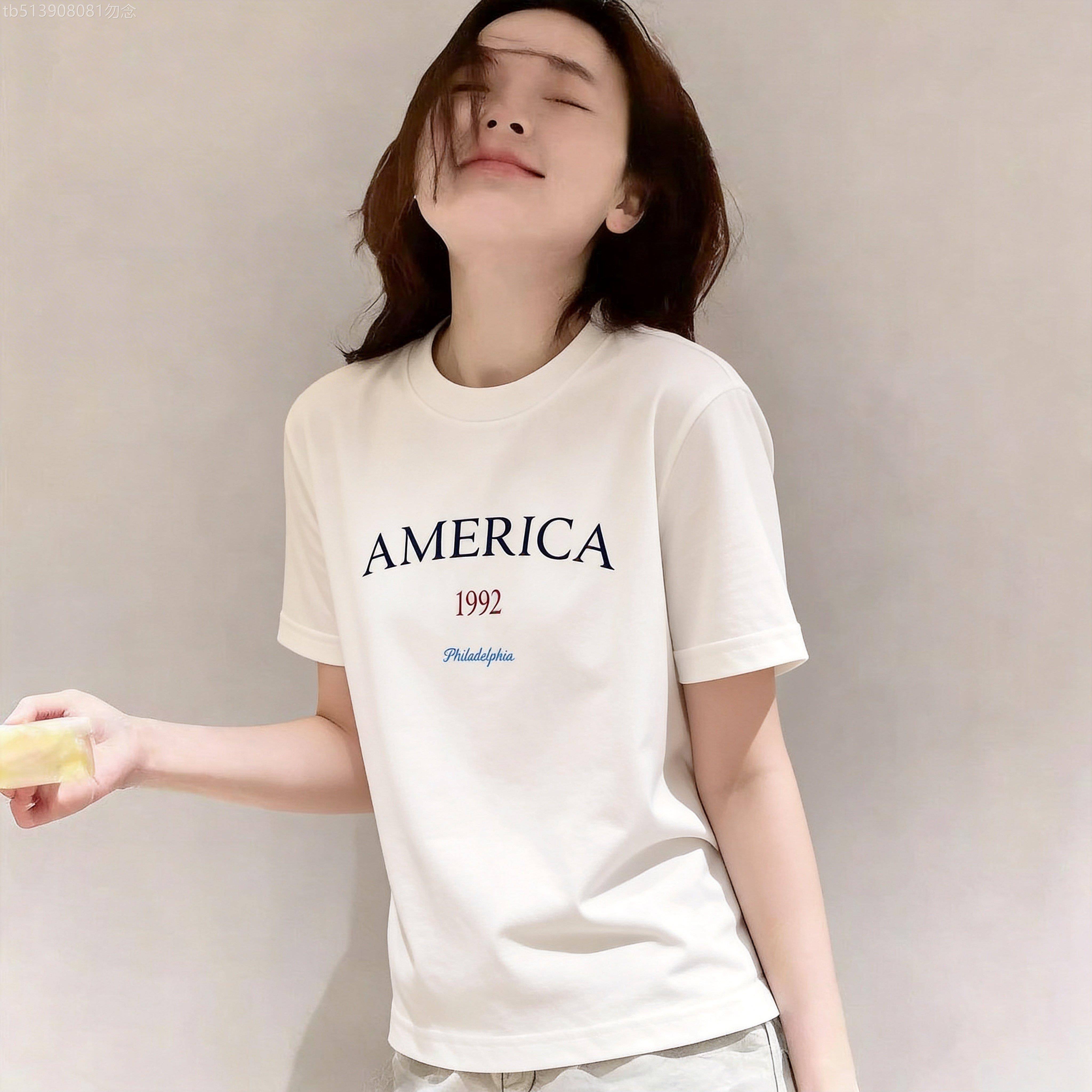 韩国极简风字母印花短袖T恤女2026夏季新款洋气百搭宽松上衣潮ins
