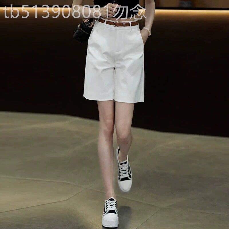 白色冰丝五分裤女2026新款夏季薄款阔腿西装短裤高腰直筒休闲裤子