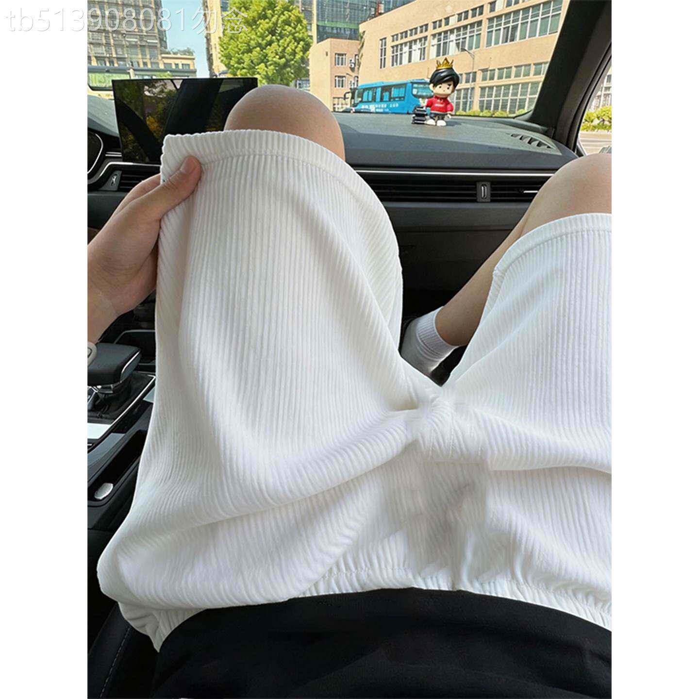 肌理感冰丝短裤男款夏季薄款宽松大码休闲中裤潮牌速干直筒五分裤