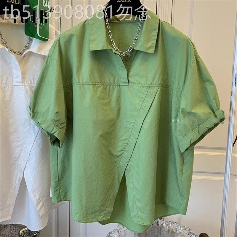 短袖衬衫男士2025新款夏季潮牌宽松大码不规则复古休闲五分袖衬衣
