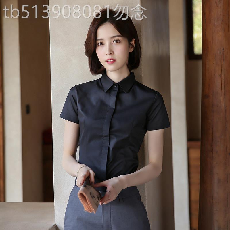 欧洲站职业衬衫女时尚洋派2026年新款夏季薄款短袖黑色气质工作服