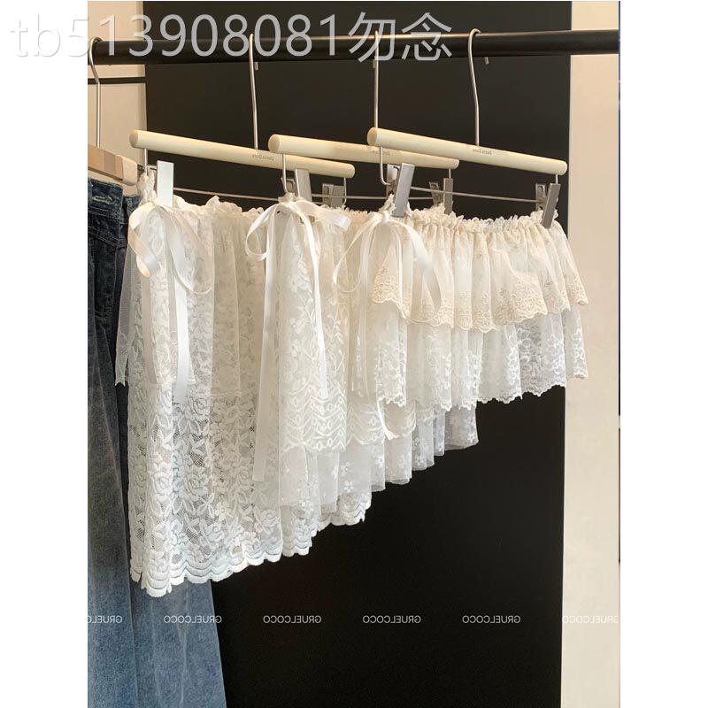 芭蕾风白色蕾丝屁帘女2026夏季新款欧货叠穿半身裙牛仔裤遮臀短裙