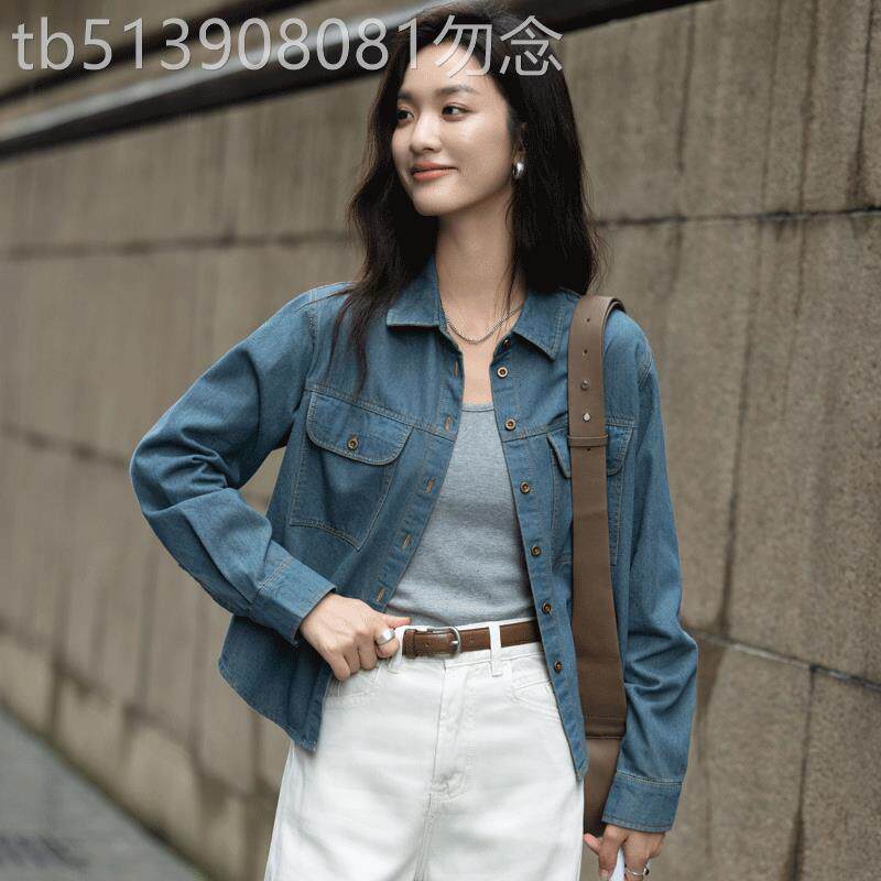翻领牛仔短外套利落短款牛仔上衣 女装日常牛仔叠穿内搭