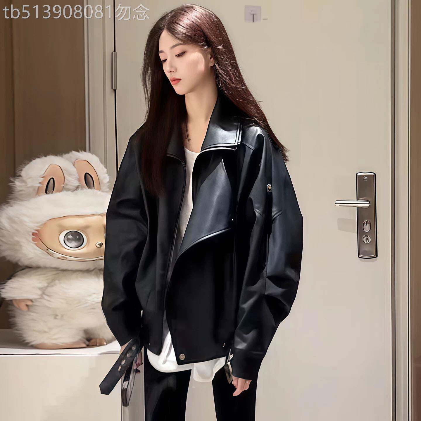 高级感时尚休闲皮衣外套女春秋季新款机车服上衣韩版宽松pu皮夹克