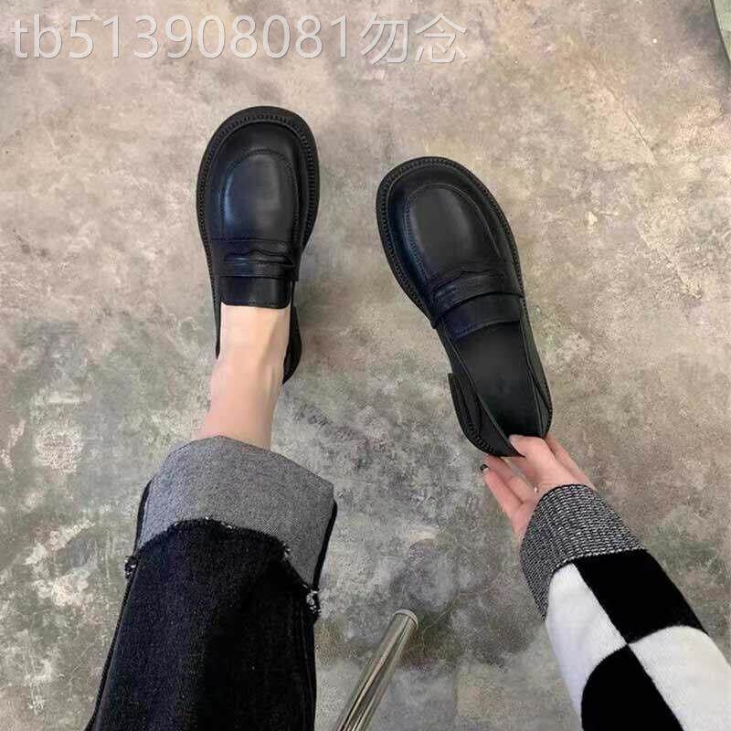 英伦真皮小皮鞋女2025年春季新款韩版平底单鞋软底一脚蹬乐福鞋子