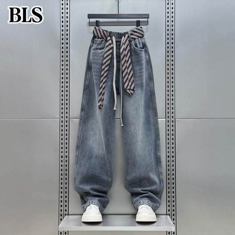 高端加绒保暖牛仔裤男款冬季2025新款宽松直筒弯刀裤男士休闲长裤