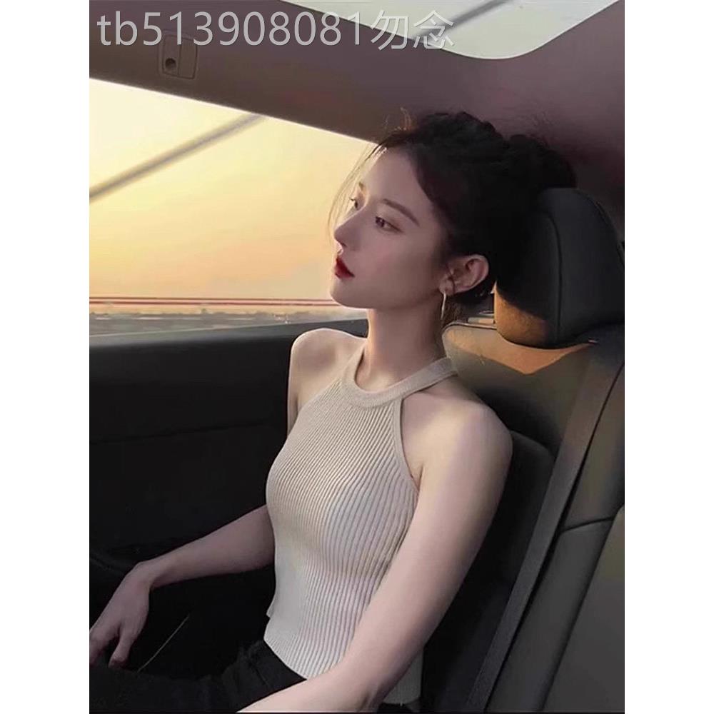 法式挂脖工字针织吊带女春秋内搭挖肩上衣甜辣小背心修身无袖外穿