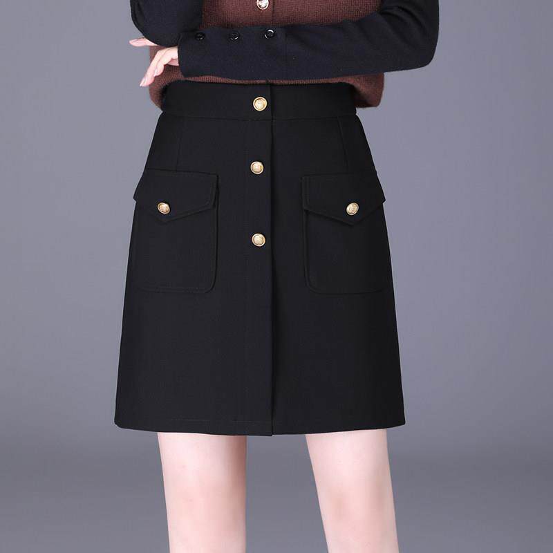 冬天短裙女2024秋冬新款直筒包臀裙半身裙小个子设计感半裙一步裙