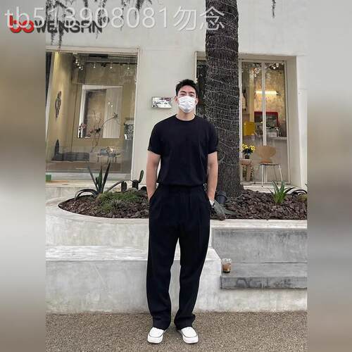 高端黑色休闲 西裤男士2025新款夏季薄款男裤宽松直筒百搭裤子男