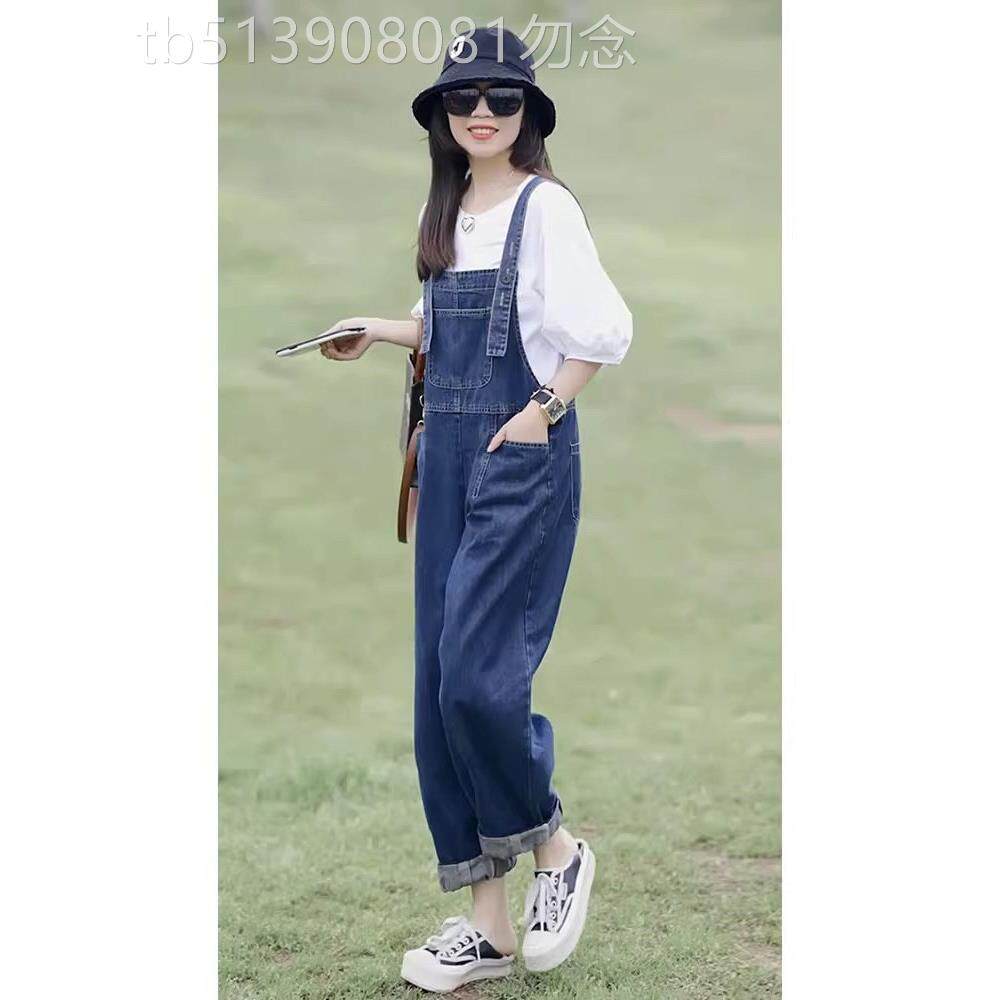 复古牛仔背带裤女2025秋季新款小个子高腰宽松休闲直筒拖地连体裤