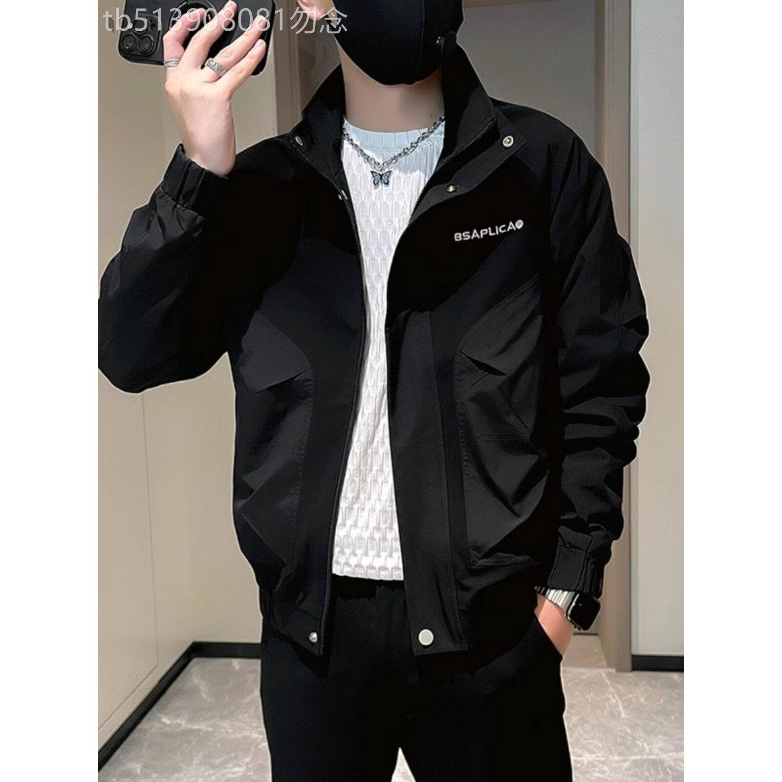 立领工作夹克男士时尚品牌春秋季加码男士英俊夹克新款多功能休闲
