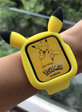 适用苹果iWatch789代保护套SE2卡通全包边软壳防摔456硅胶女表带