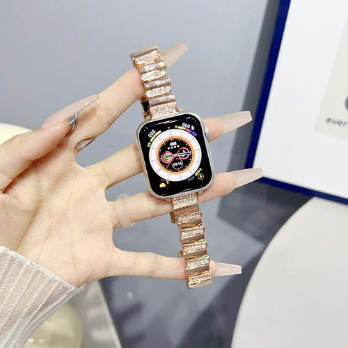 适用苹果手表s11ultra不规则钻石手链表带iwatch10se6789金属女款