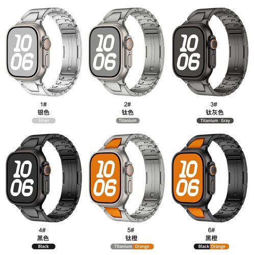 适用苹果手表s11ultra3不锈钢快拆表带iwatch10987弧形链式高级男