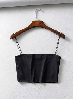 2026ins欧美街拍细皮筋吊带小背心女装短款平口纯色抹胸