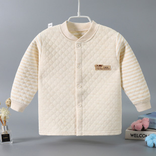 婴儿加厚衣服 宝宝保暖内衣套装 儿童三层夹棉高腰护肚套装 宝宝新款