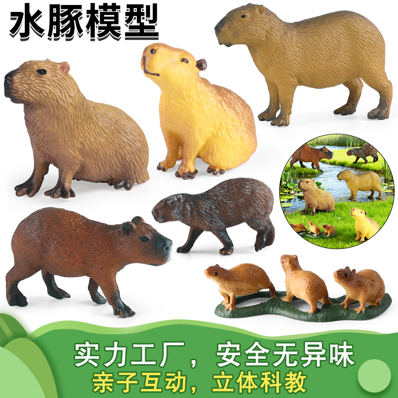 仿真实心野生动物水豚模型