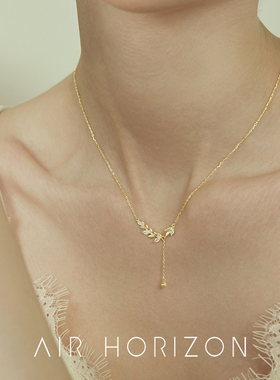 S925银轻奢闪钻麦穗流苏项链女