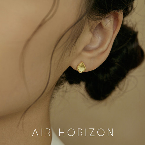 AIR-HORIZON纯银简约女拉丝耳钉