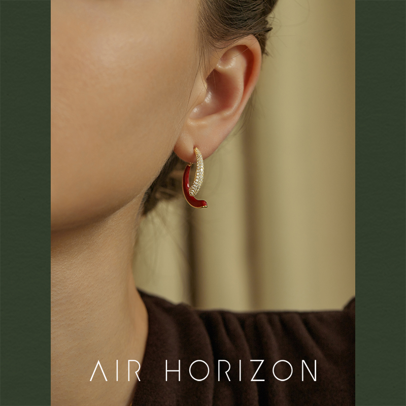 安可拉红耳环AIR-HORIZON滴釉女