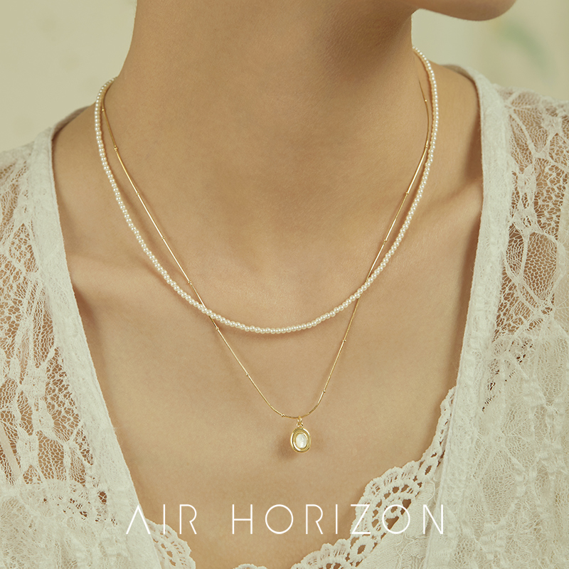 AIR-HORIZON双层叠戴珍珠项链