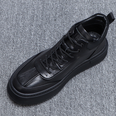 高帮休闲皮鞋男百搭厚底工装板鞋