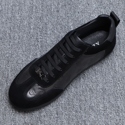 德训鞋时尚真皮拼接磨砂牛皮板鞋