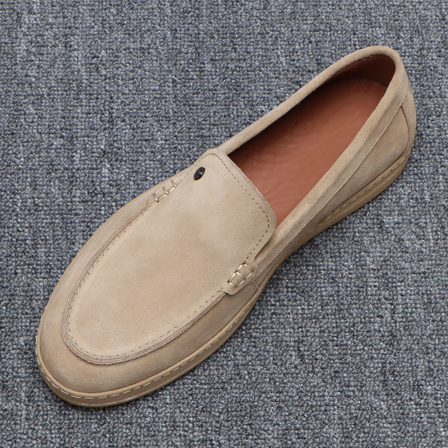 反绒皮乐福鞋男款素面百搭高级感男士手工皮鞋透气软底休闲豆豆鞋