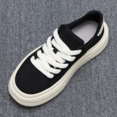 透气帆布鞋 男2026新款 休闲百搭增高男鞋 韩版 潮流轻便系带厚底板鞋