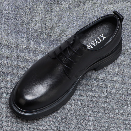 头层牛皮正装皮鞋男款2026春季新款通勤职场商务鞋黑色系带德比鞋